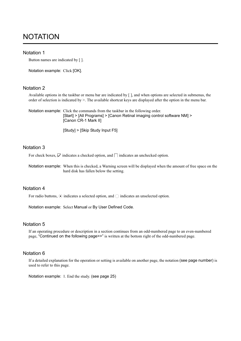 Notation | Canon CR-1 MARK II User Manual | Page 7 / 138