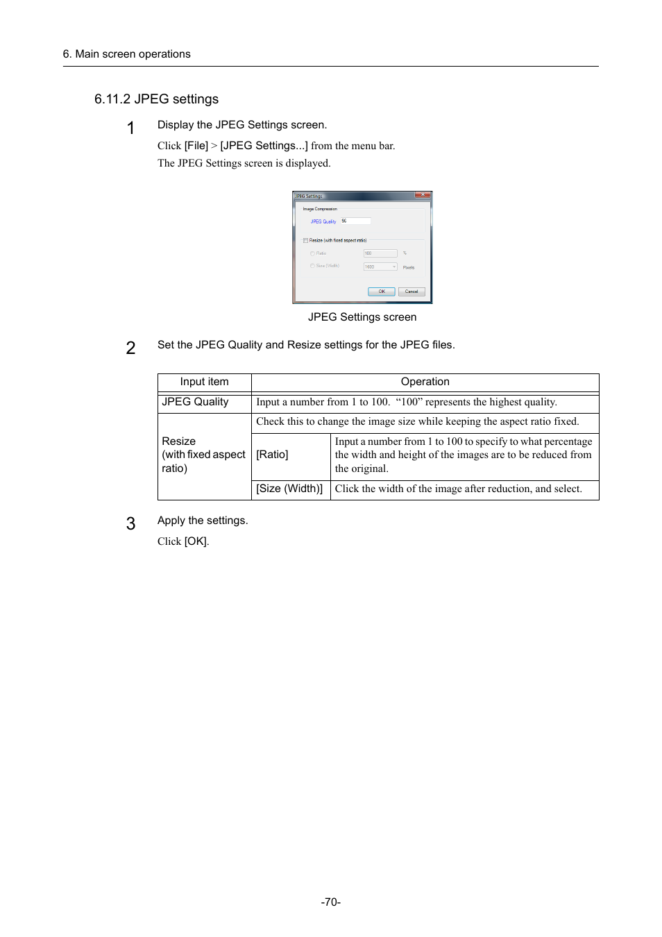 2 jpeg settings | Canon CR-1 MARK II User Manual | Page 78 / 138