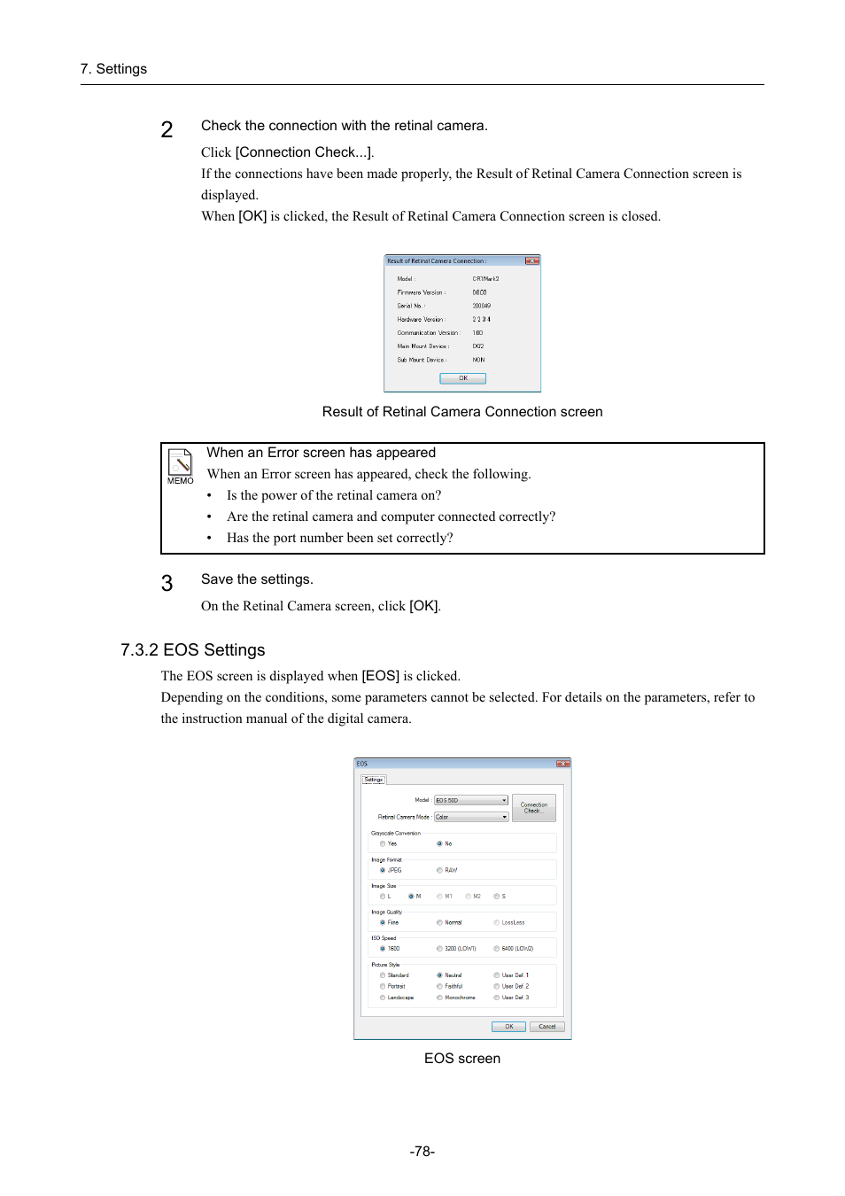 2 eos settings | Canon CR-1 MARK II User Manual | Page 86 / 138