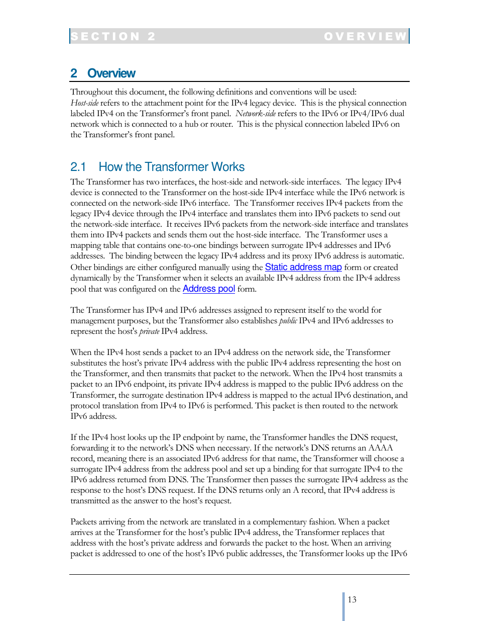 2 overview, 1 how the transformer works | Datatek IPv6 Transformer User Manual User Manual | Page 13 / 92
