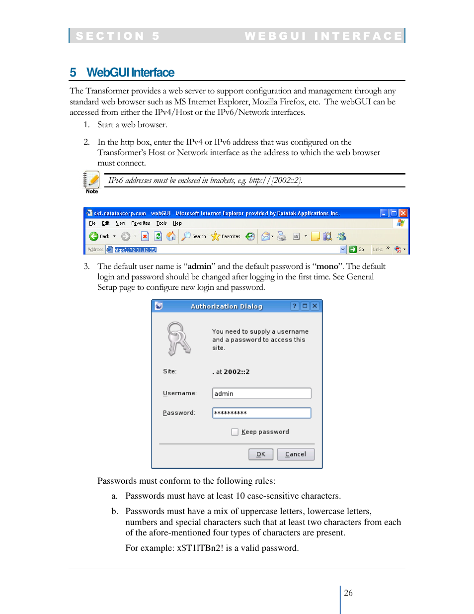 5 webgui interface | Datatek IPv6 Transformer User Manual User Manual | Page 26 / 92