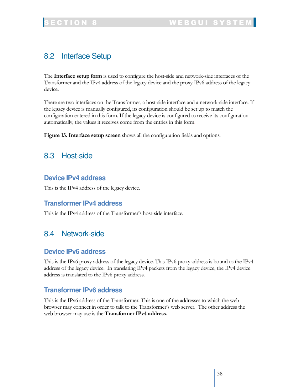 2 interface setup, 3 host-side, 4 network-side | Datatek IPv6 Transformer User Manual User Manual | Page 38 / 92