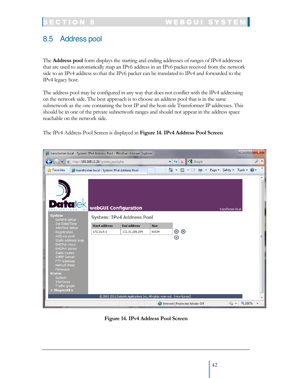 5 address pool | Datatek IPv6 Transformer User Manual User Manual | Page 42 / 92