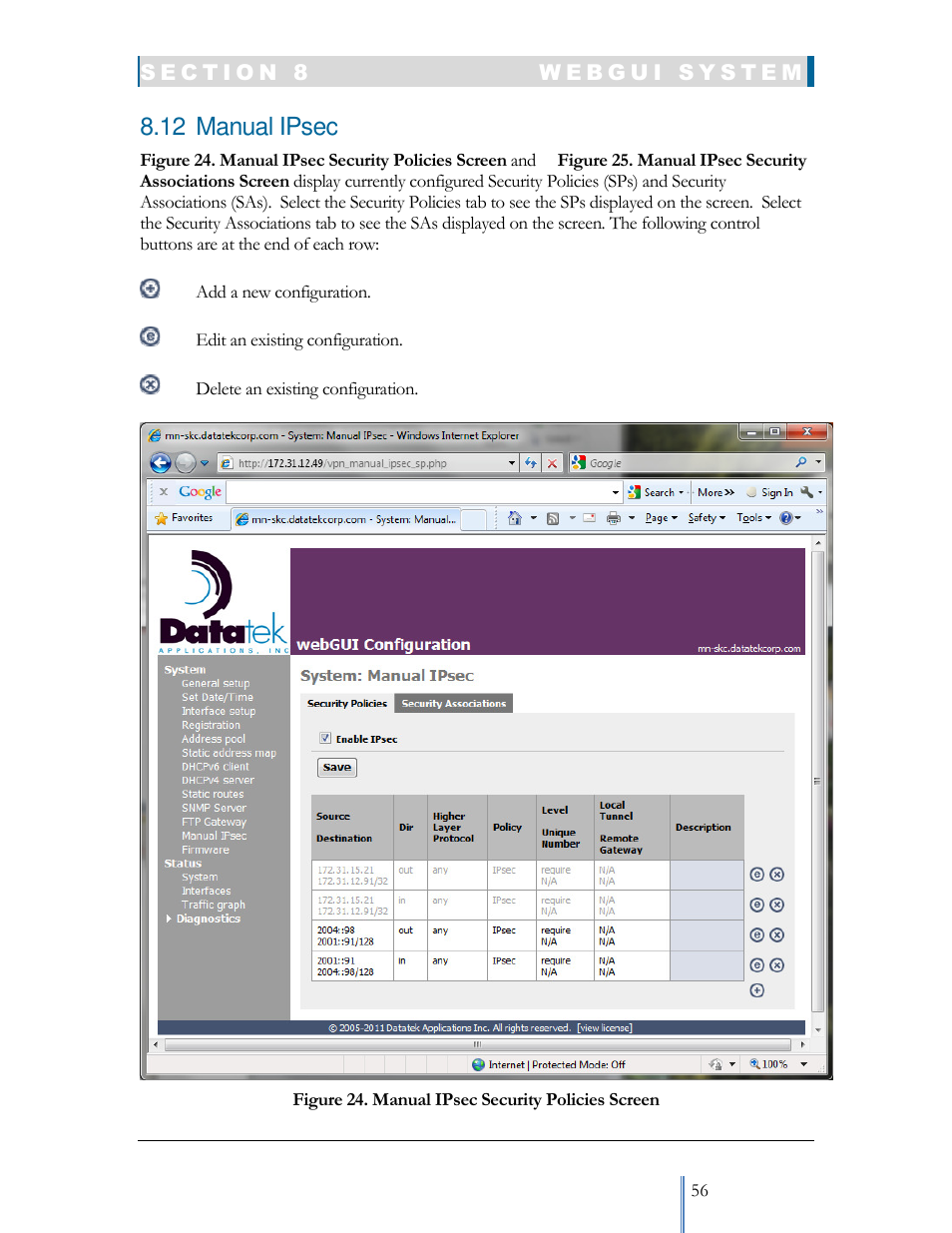 12 manual ipsec | Datatek IPv6 Transformer User Manual User Manual | Page 56 / 92