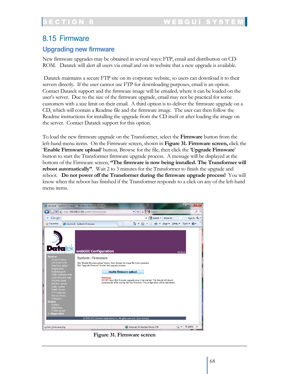 15 firmware | Datatek IPv6 Transformer User Manual User Manual | Page 68 / 92
