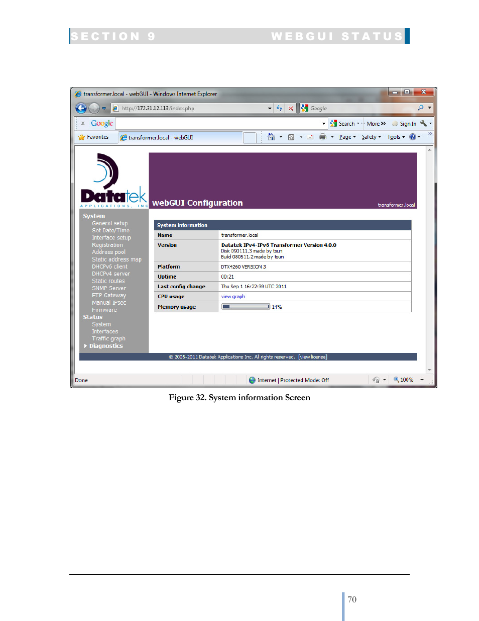 Datatek IPv6 Transformer User Manual User Manual | Page 70 / 92