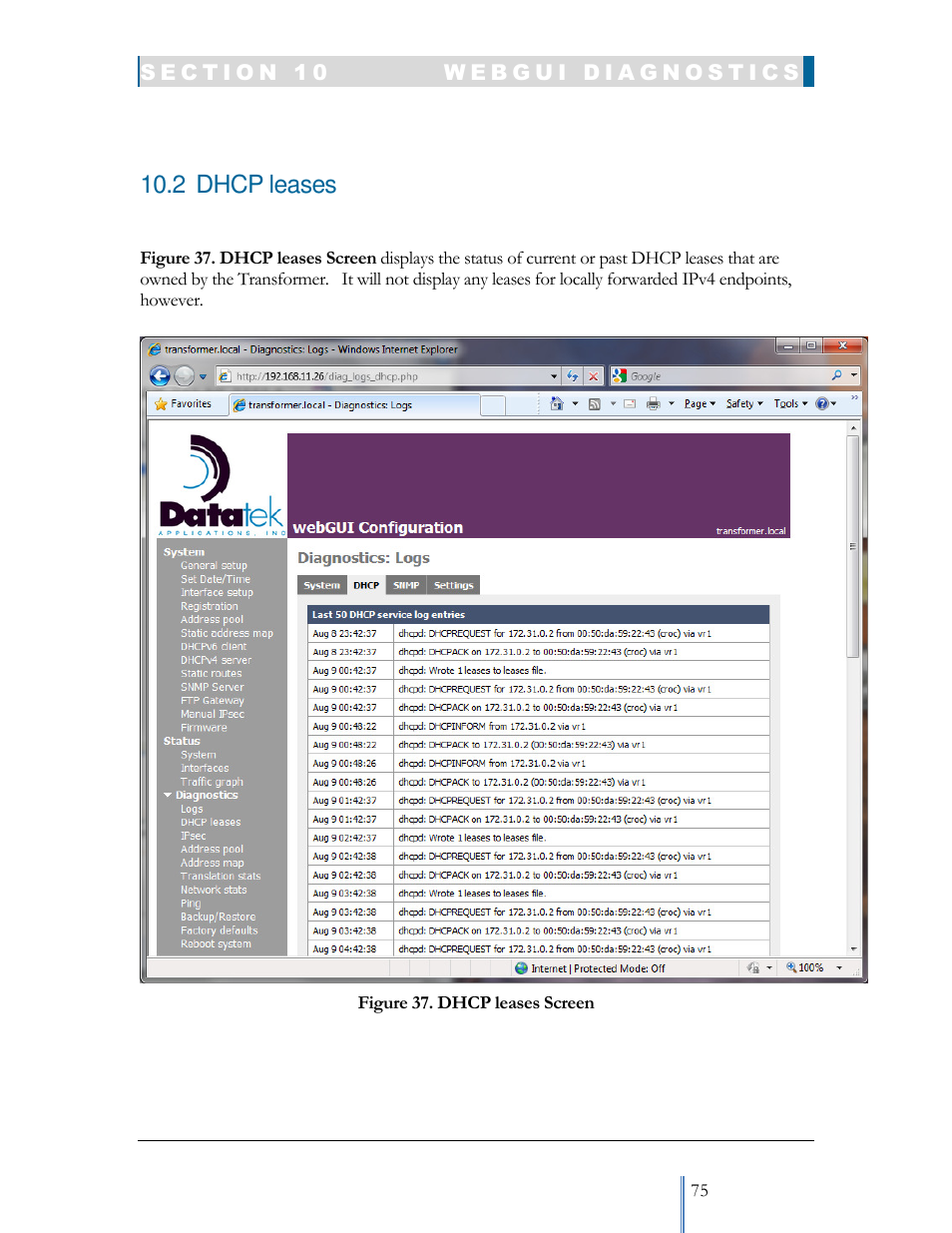2 dhcp leases | Datatek IPv6 Transformer User Manual User Manual | Page 75 / 92