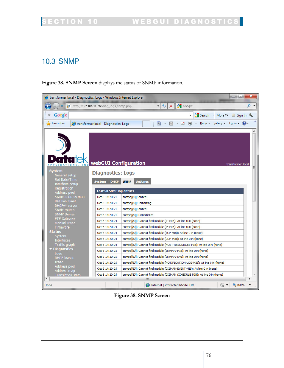 3 snmp | Datatek IPv6 Transformer User Manual User Manual | Page 76 / 92
