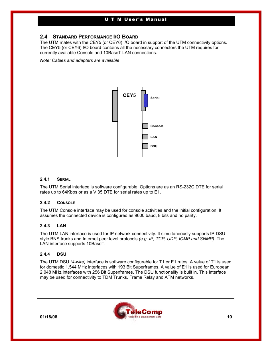 I/o b | Datatek UTM User Manual | Page 10 / 60