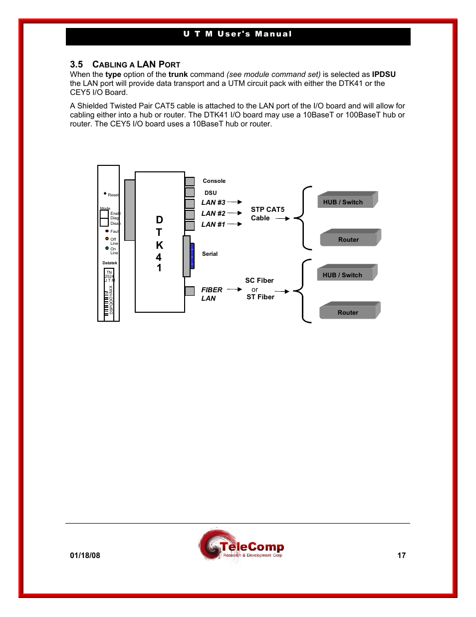 D t k 4 1, Lan p | Datatek UTM User Manual | Page 17 / 60