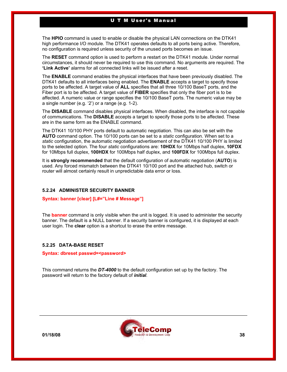 Datatek UTM User Manual | Page 38 / 60