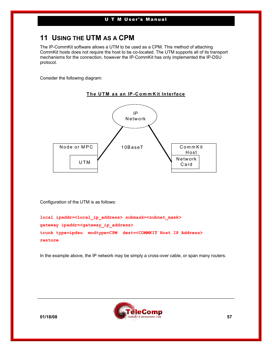 11 u, Sing the, As a | Datatek UTM User Manual | Page 57 / 60