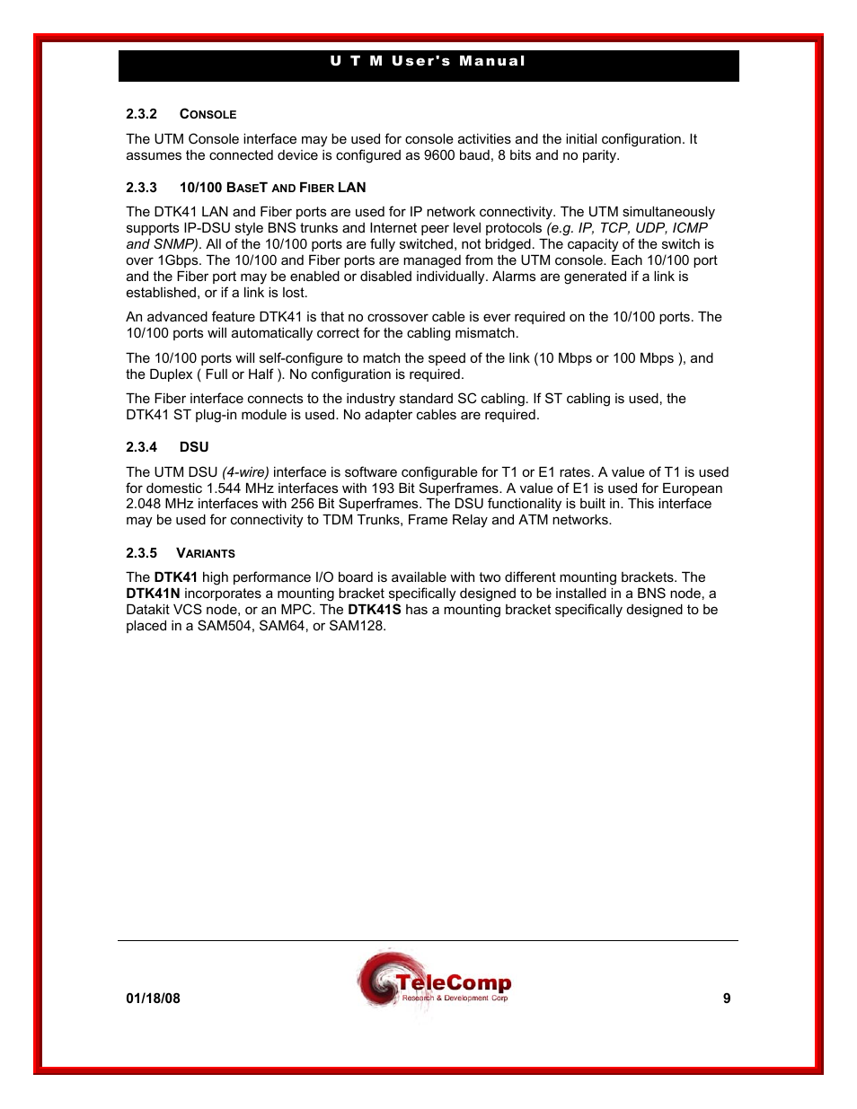 Datatek UTM User Manual | Page 9 / 60