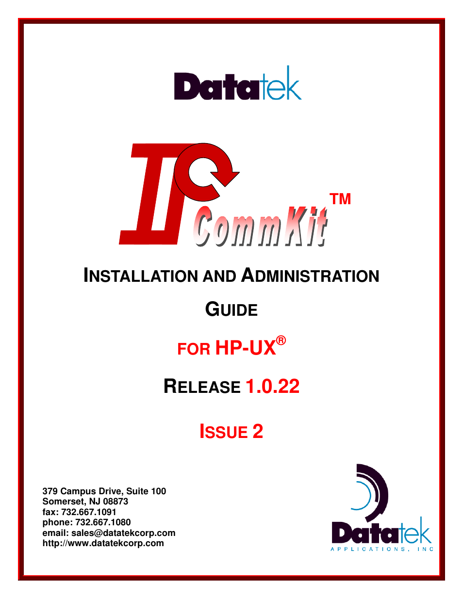 Datatek HP-UX 10.20 (32 bit kernel User Manual | 42 pages