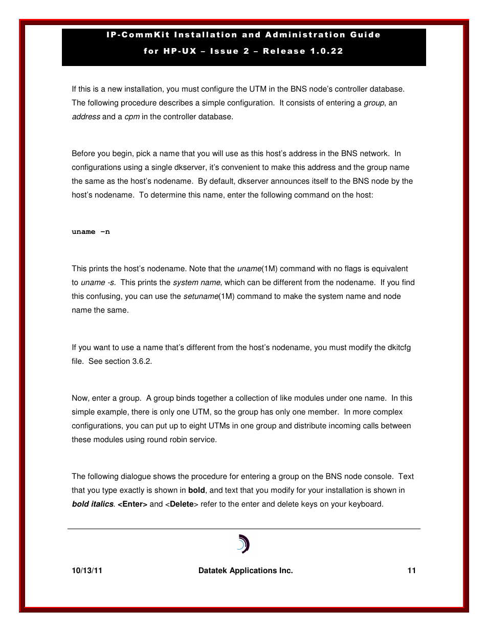 Datatek HP-UX 10.20 (32 bit kernel User Manual | Page 11 / 42
