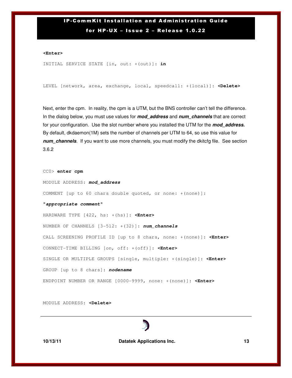 Datatek HP-UX 10.20 (32 bit kernel User Manual | Page 13 / 42