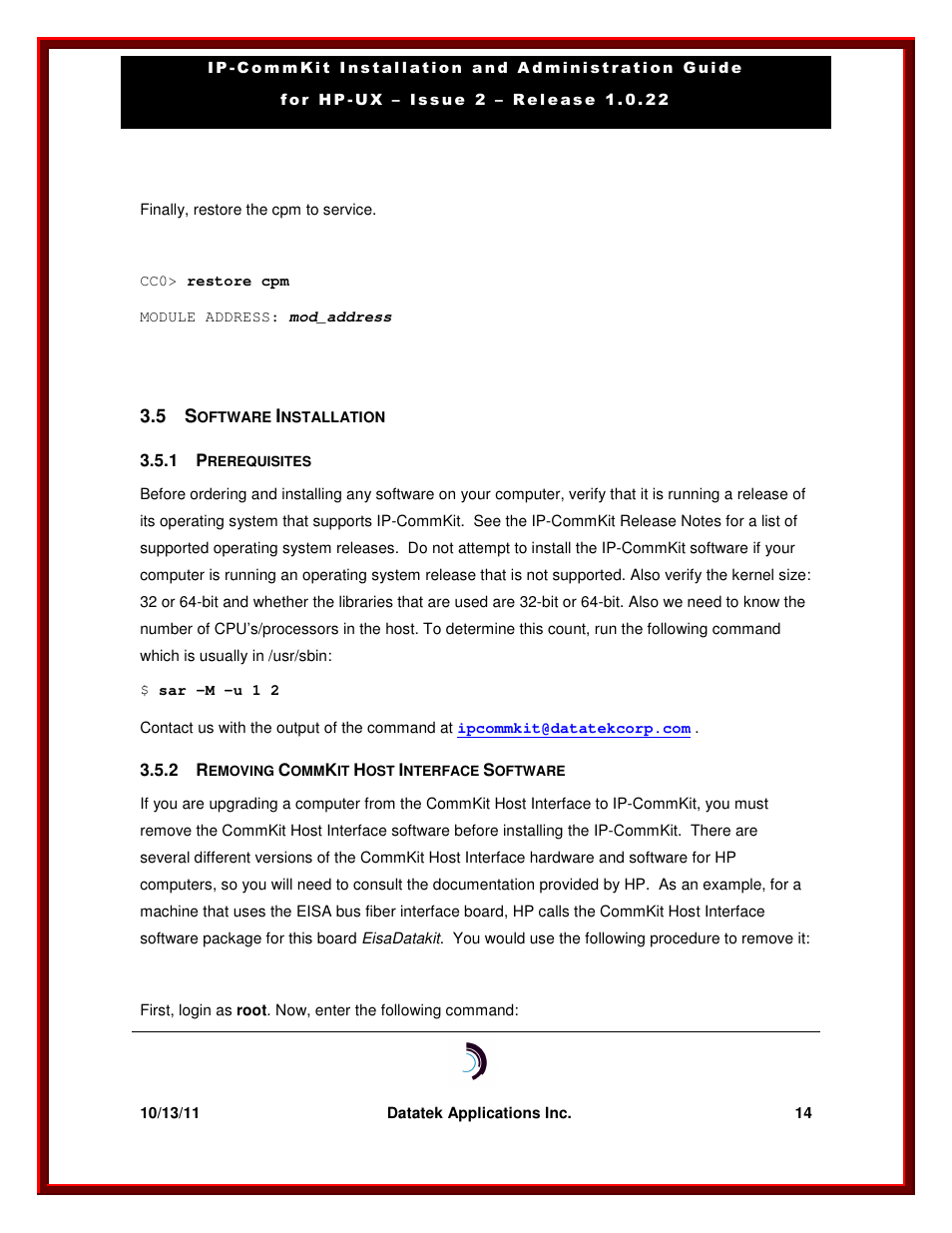 Datatek HP-UX 10.20 (32 bit kernel User Manual | Page 14 / 42
