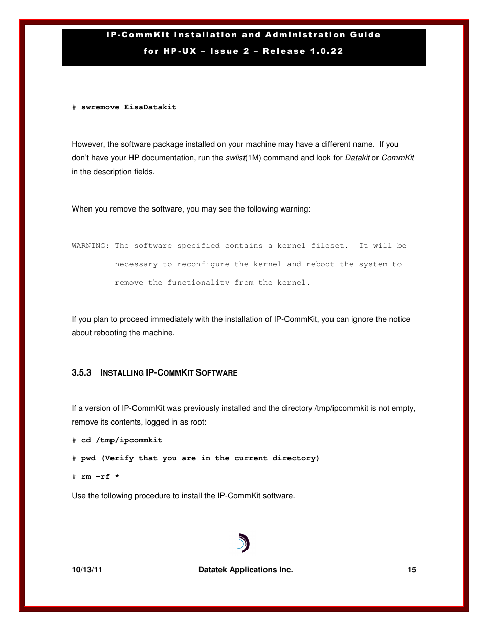 Datatek HP-UX 10.20 (32 bit kernel User Manual | Page 15 / 42