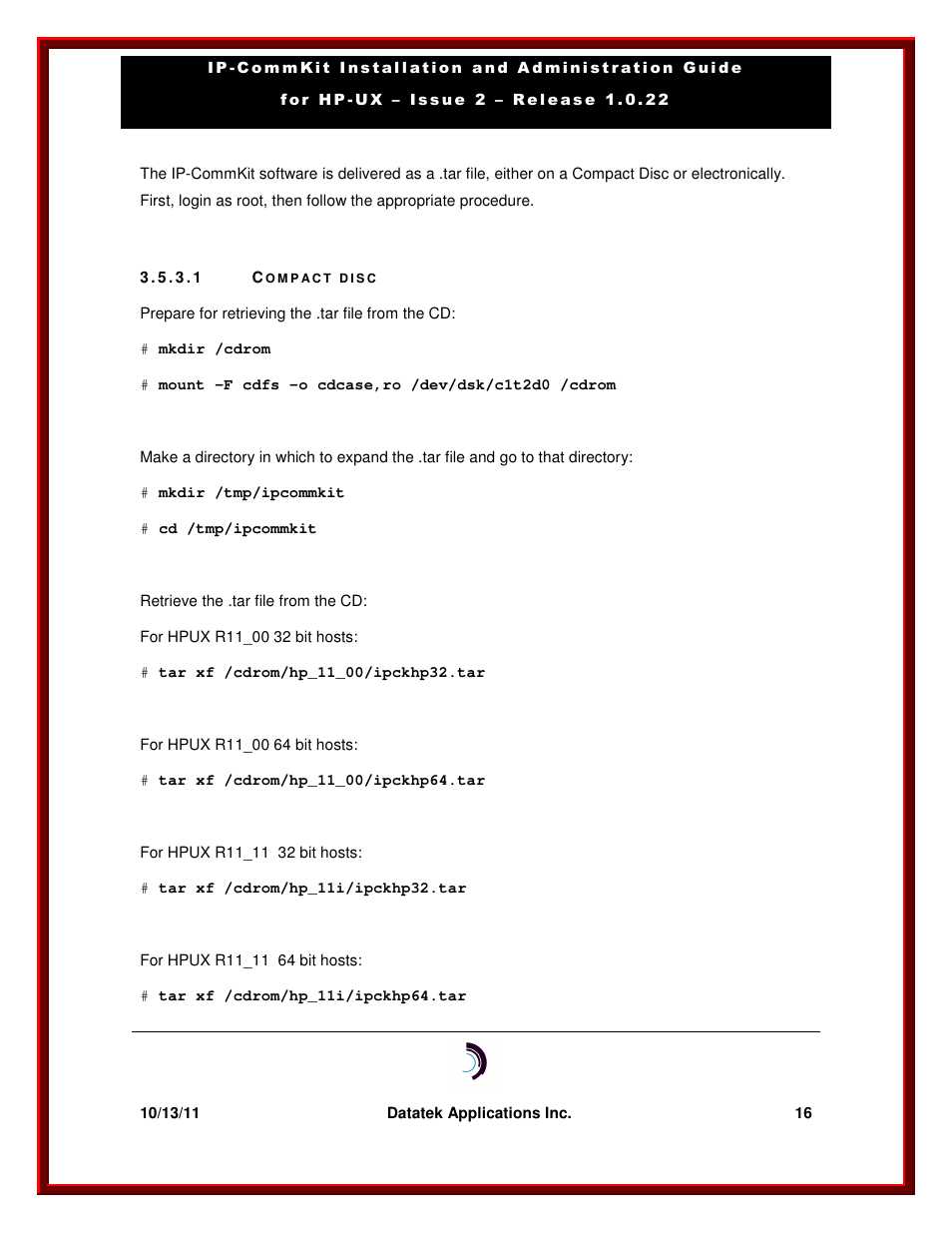 Datatek HP-UX 10.20 (32 bit kernel User Manual | Page 16 / 42