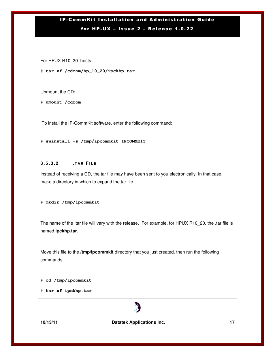 Datatek HP-UX 10.20 (32 bit kernel User Manual | Page 17 / 42