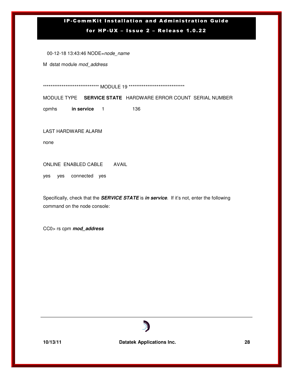 Datatek HP-UX 10.20 (32 bit kernel User Manual | Page 28 / 42