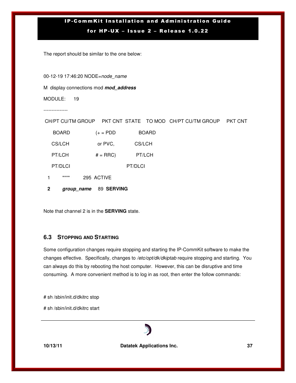 Datatek HP-UX 10.20 (32 bit kernel User Manual | Page 37 / 42