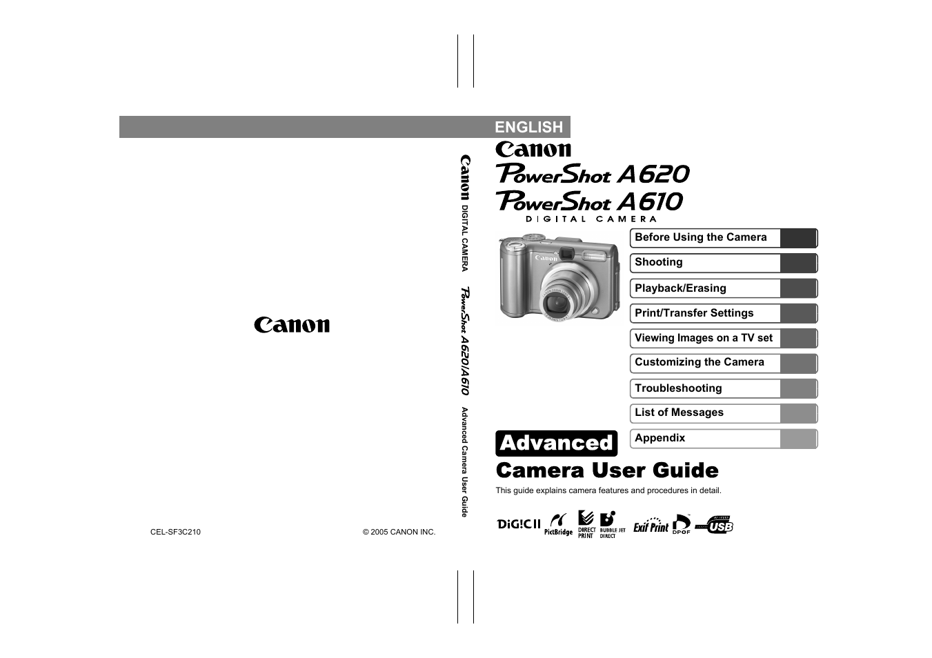 Advanced, Camera user guide, English | Canon A610 User Manual | Page 139 / 139