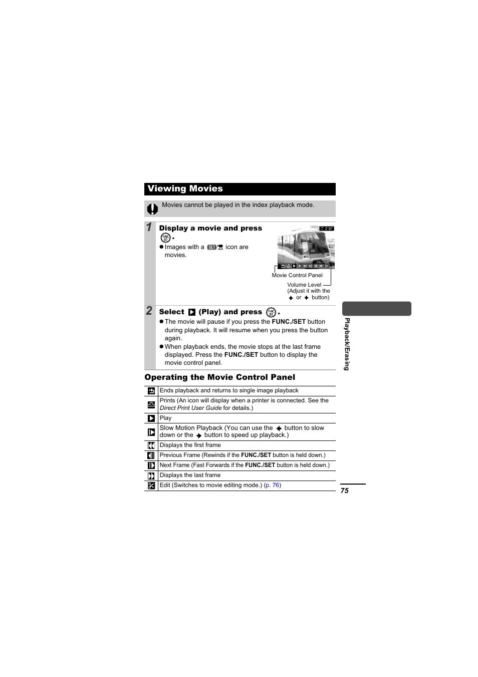 Viewing movies | Canon A610 User Manual | Page 77 / 139