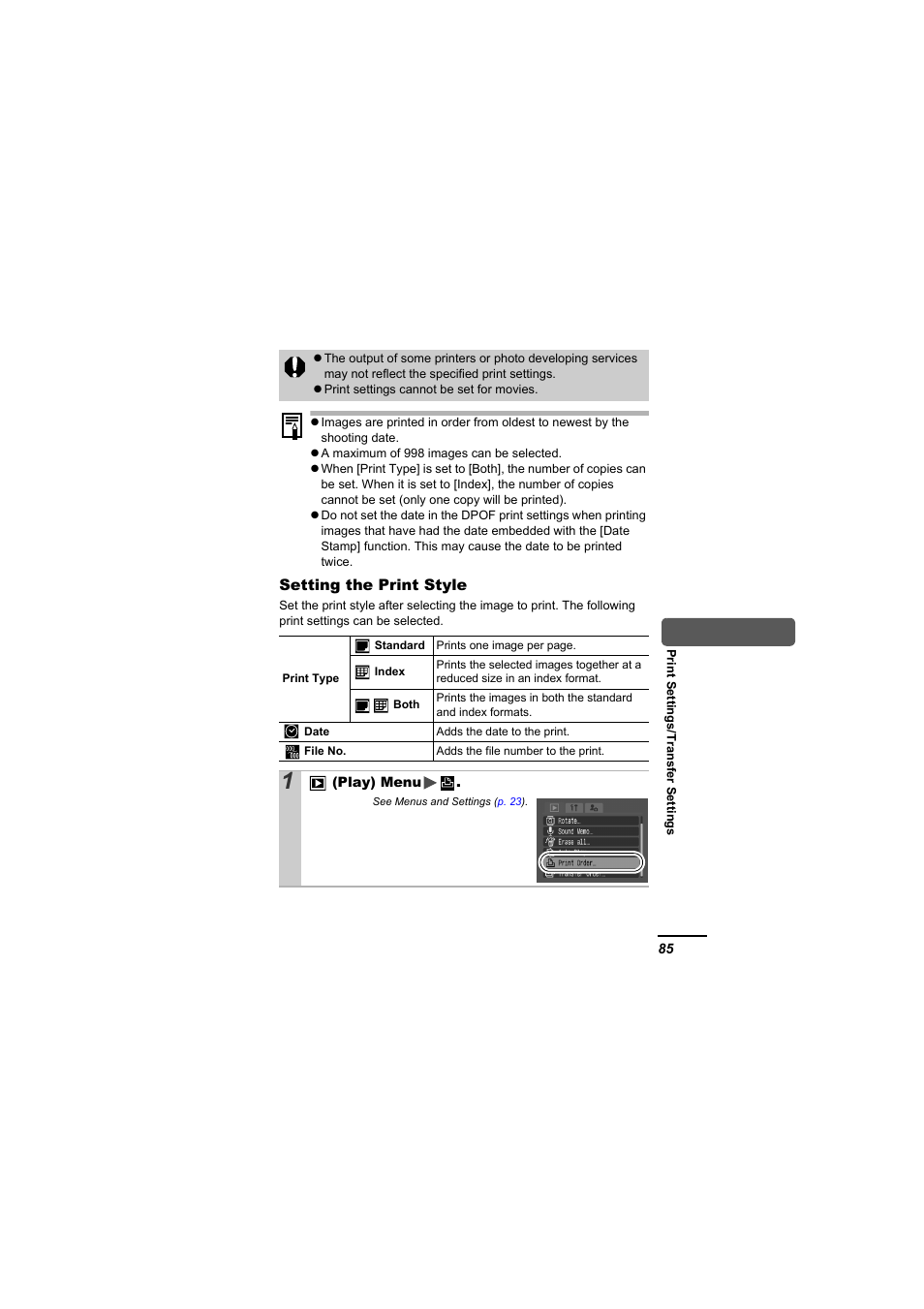 P. 85 | Canon A610 User Manual | Page 87 / 139