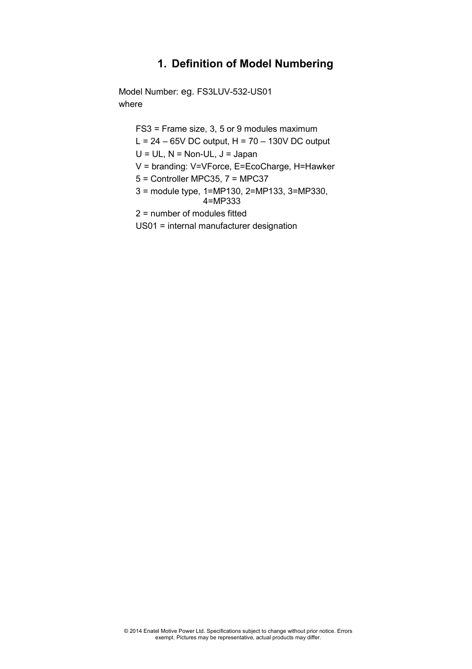 Definition of model numbering | DC Power Technologies FS3 Version 3 - Technical Hardware Manual User Manual | Page 6 / 60