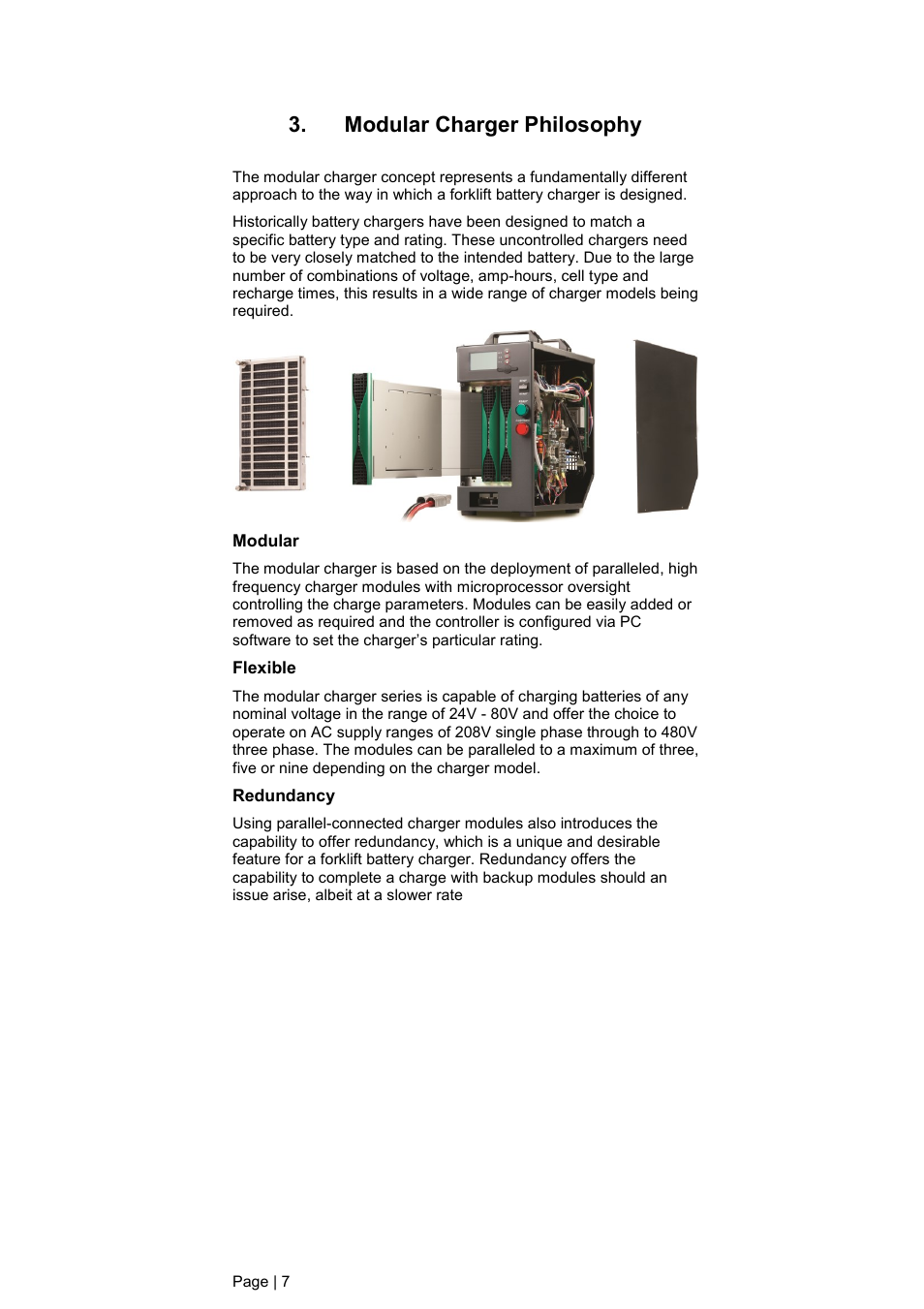 Modular charger philosophy modular, Flexible, Redundancy | Modular charger philosophy | DC Power Technologies FS3 Version 3 - Technical Hardware Manual User Manual | Page 8 / 60