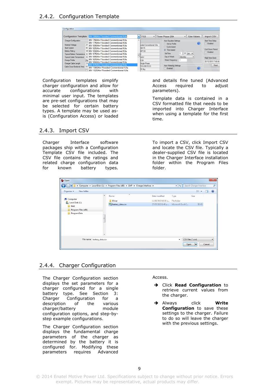 Configuration template, Import csv, Charger configuration | DC Power Technologies Charger Interface Software Manual User Manual | Page 10 / 50