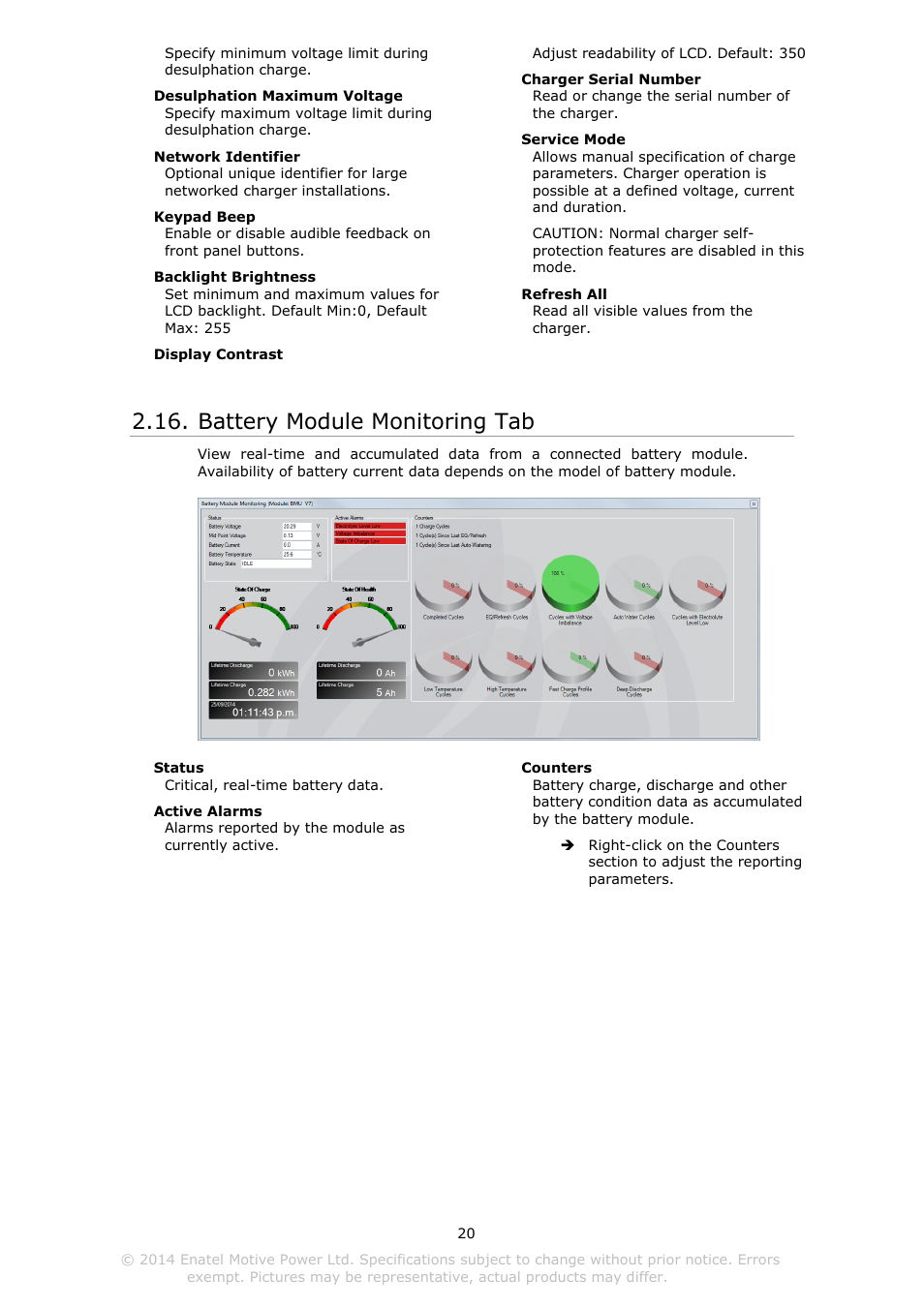 Attery, Odule, Onitoring | Battery module monitoring tab | DC Power Technologies Charger Interface Software Manual User Manual | Page 21 / 50