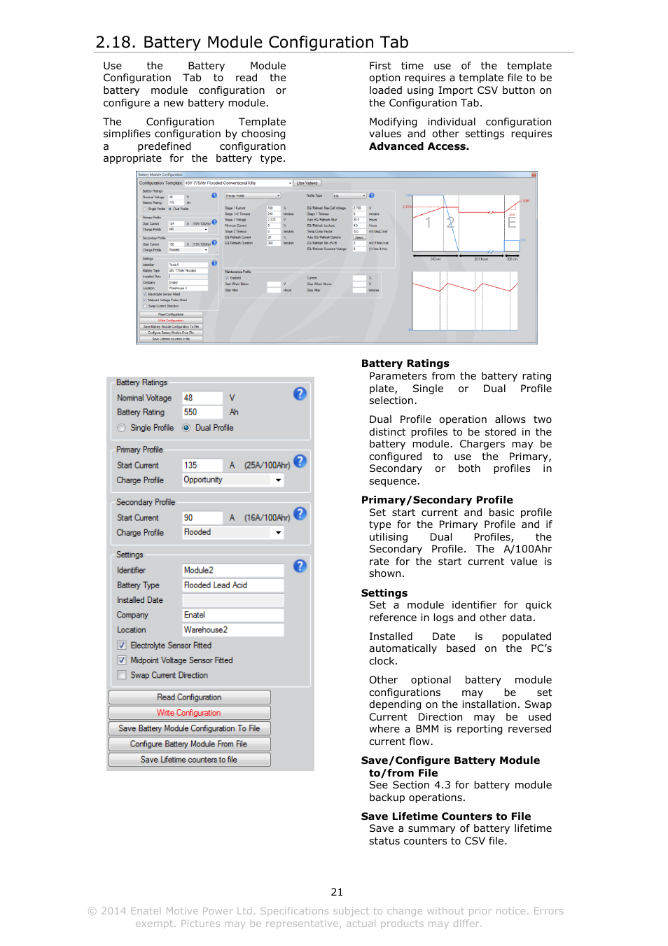 Attery, Odule, Onfiguration | Battery module configuration tab | DC Power Technologies Charger Interface Software Manual User Manual | Page 22 / 50