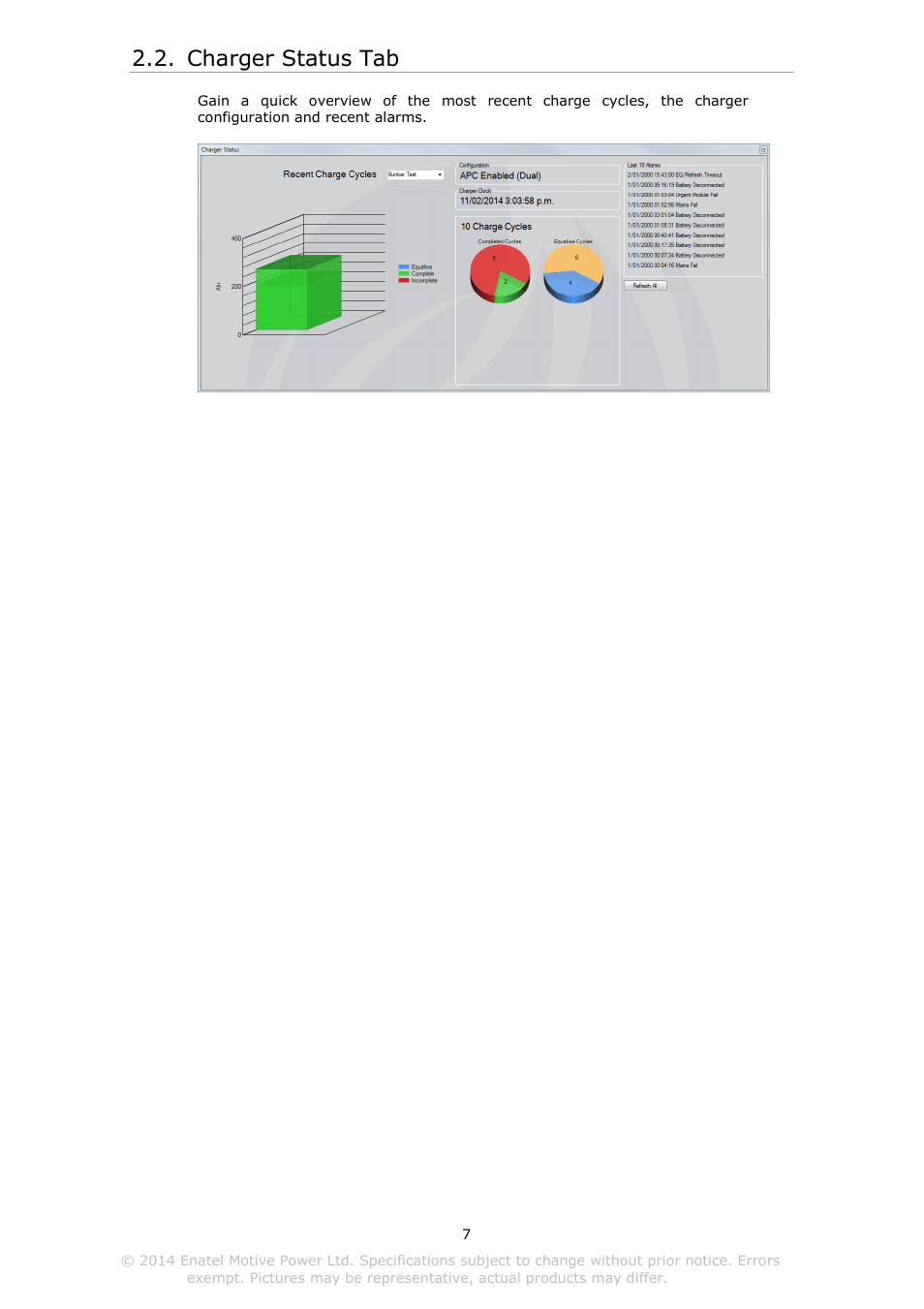 Harger, Tatus, Charger status tab | DC Power Technologies Charger Interface Software Manual User Manual | Page 8 / 50