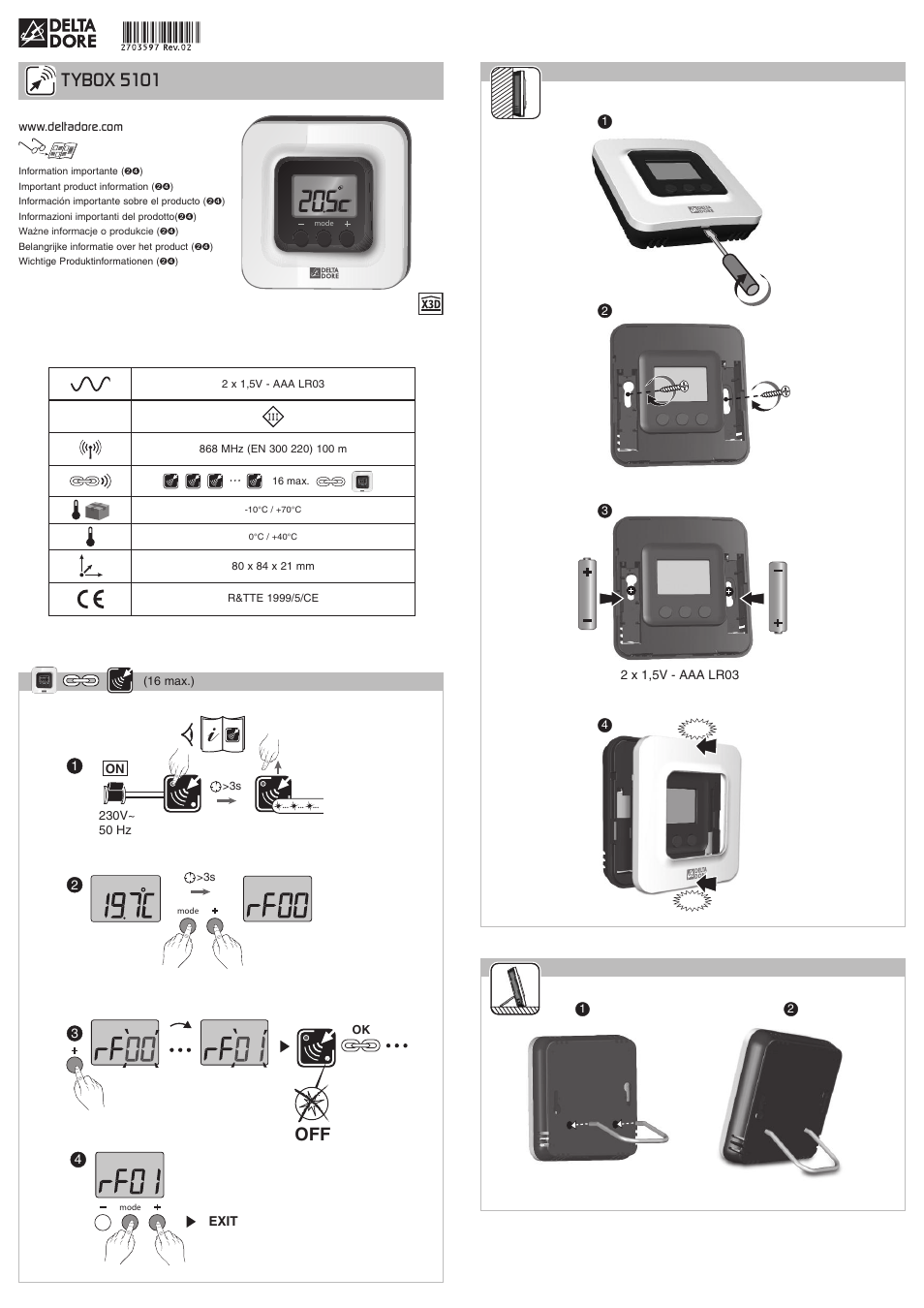 Delta Dore 5101 TYBOX User Manual | 2 pages