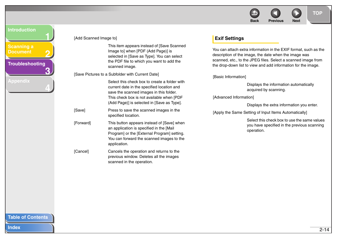 Next, See “exif settings,” on p. 2-14) | Canon MF4200 User Manual | Page 28 / 80