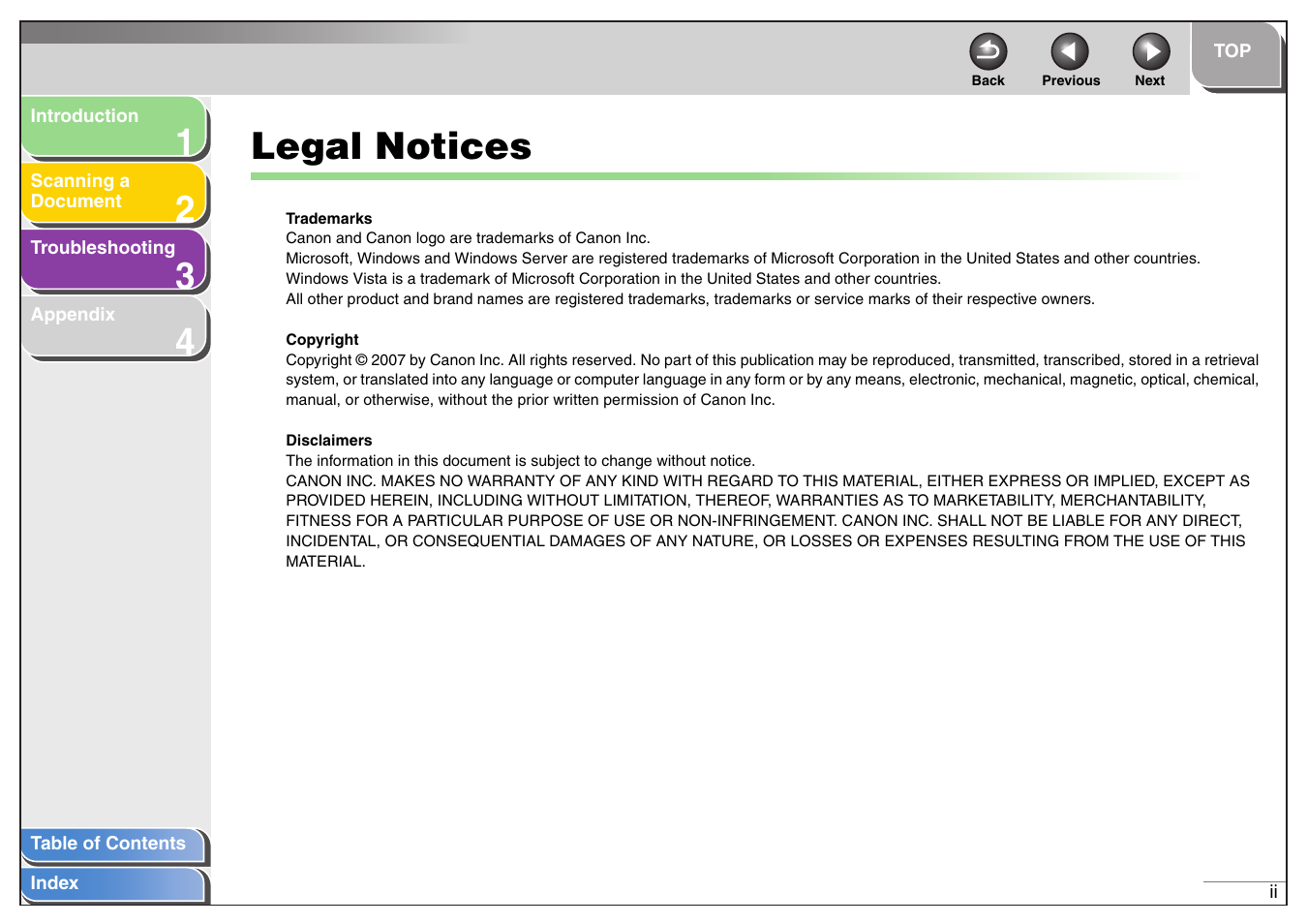 Legal notices, Next | Canon MF4200 User Manual | Page 3 / 80