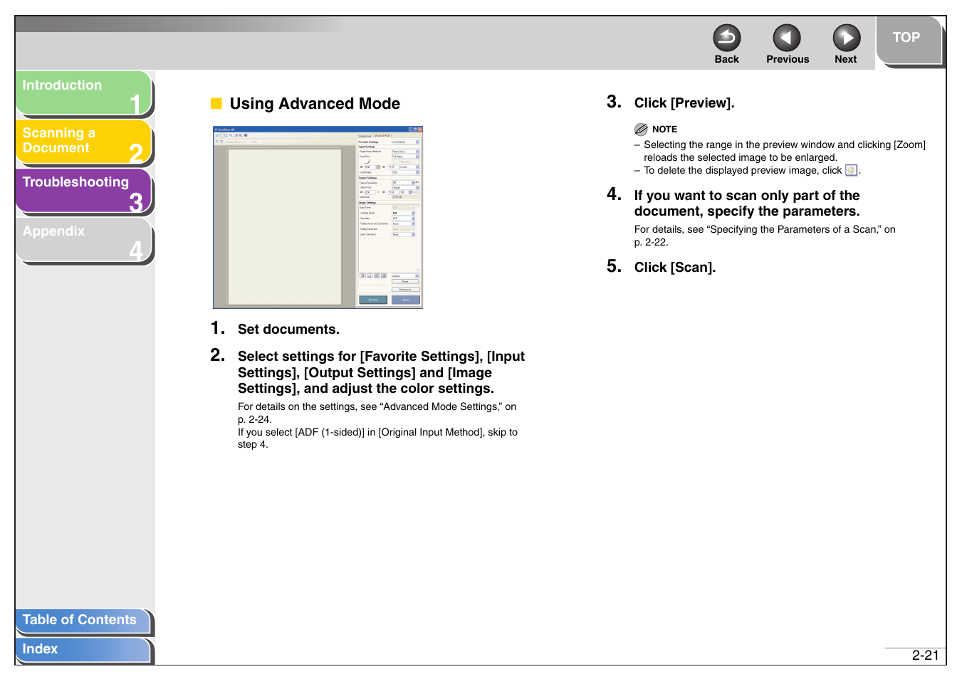 Using advanced mode, Using advanced mode -21, Next | Canon MF4200 User Manual | Page 35 / 80