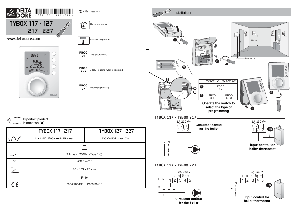 Delta Dore 217 TYBOX Installation User Manual | 4 pages