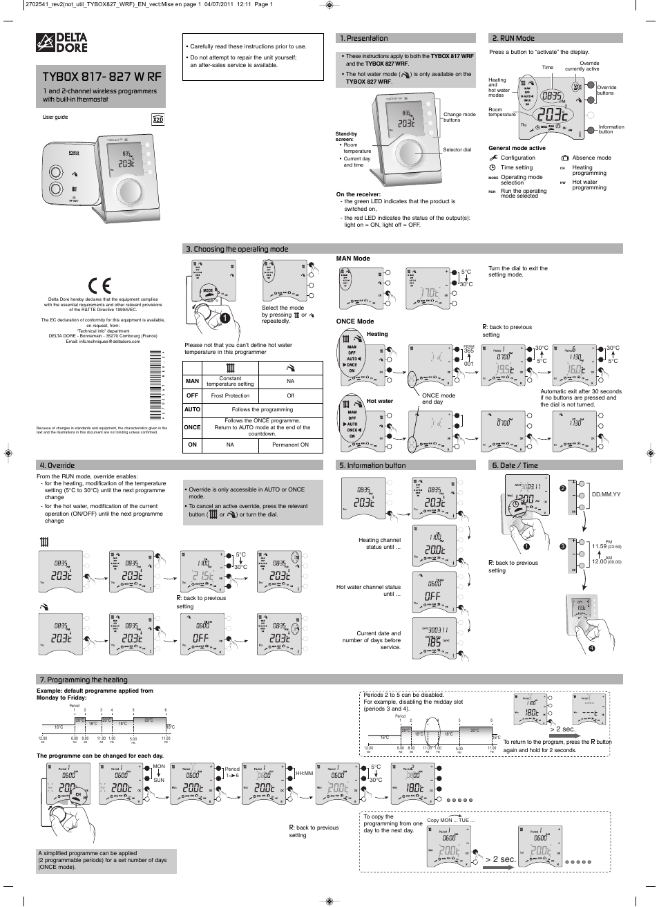 Delta Dore 827 W RF TYBOX User Manual | 2 pages