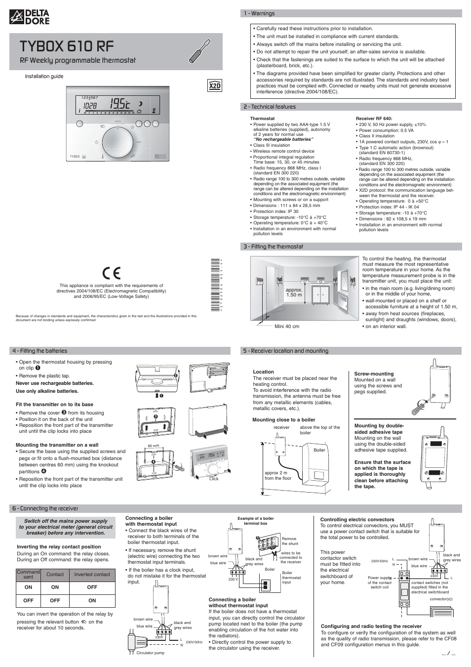 Delta Dore 610 RF TYBOX User Manual | 2 pages