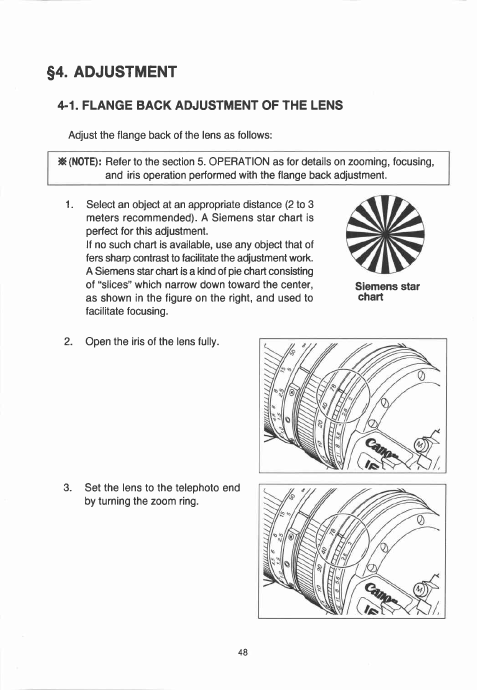 Adjustment, Adjust the flange back of the lens as follows: 5k | Canon YJ12X6.5B IRS-A User Manual | Page 20 / 46