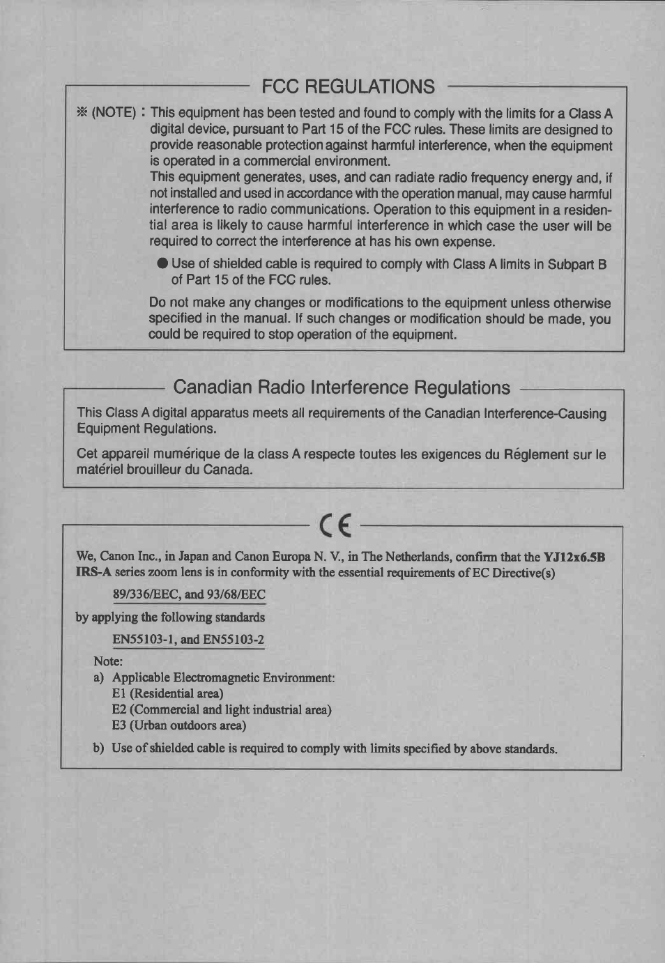 Canon YJ12X6.5B IRS-A User Manual | Page 6 / 46