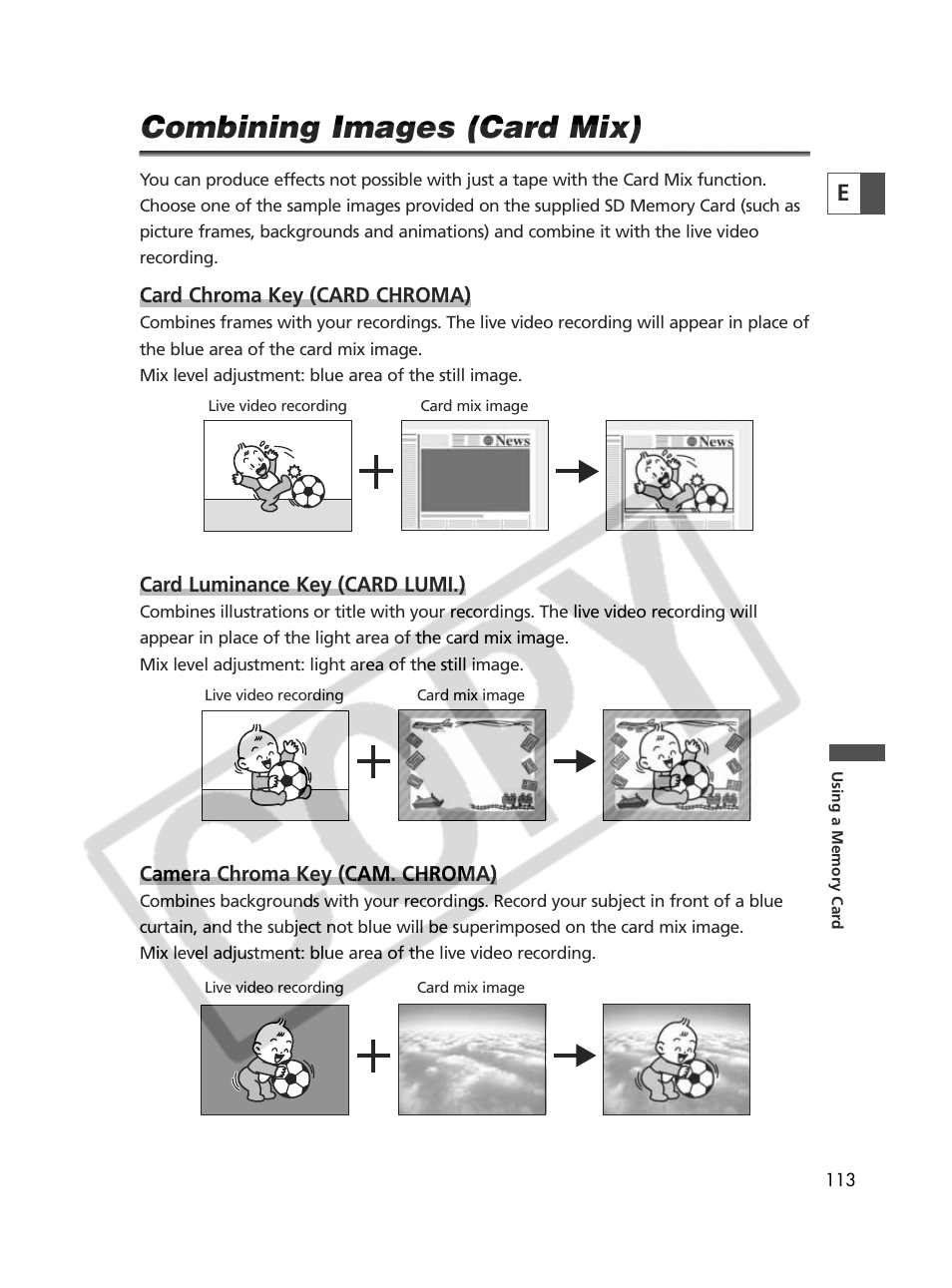 Combining images (card mix) | Canon Elura 70 User Manual | Page 113 / 162