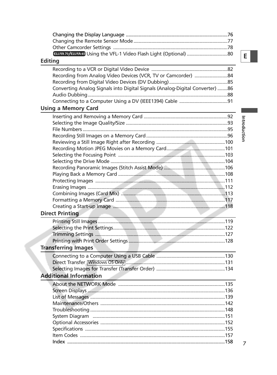 Canon Elura 70 User Manual | Page 7 / 162