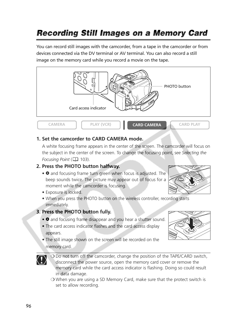 Canon Elura 70 User Manual | Page 96 / 162
