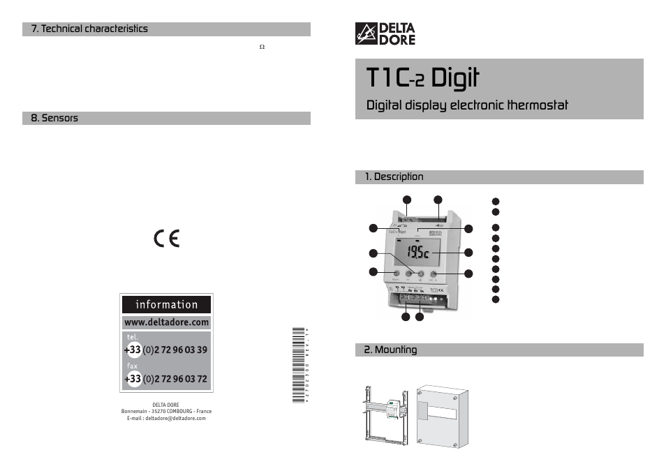 Delta Dore T1C-2 DIGIT User Manual | 2 pages