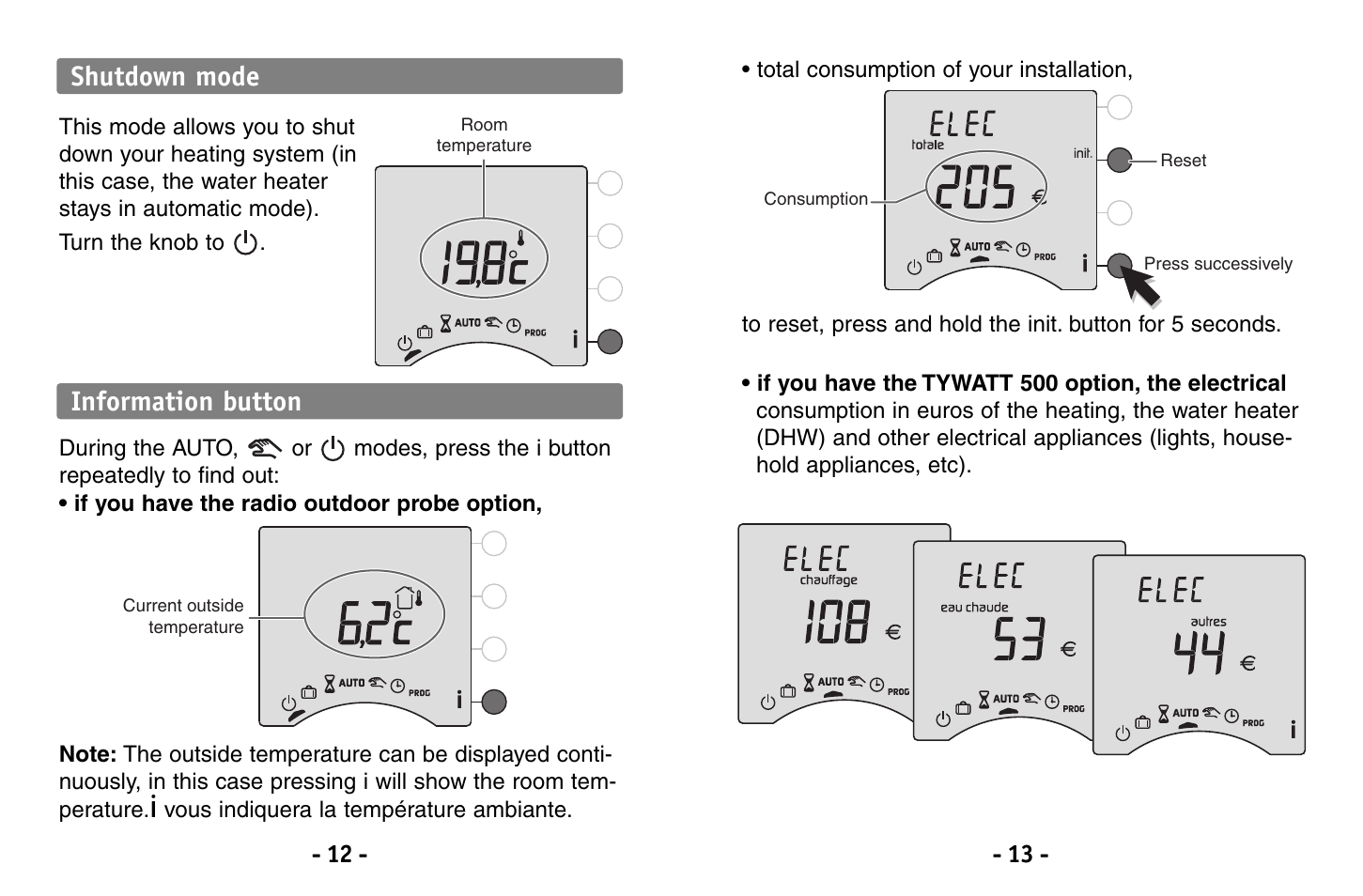 Shutdown mode, Information button | Delta Dore 230 CALYBOX User Manual | Page 7 / 18