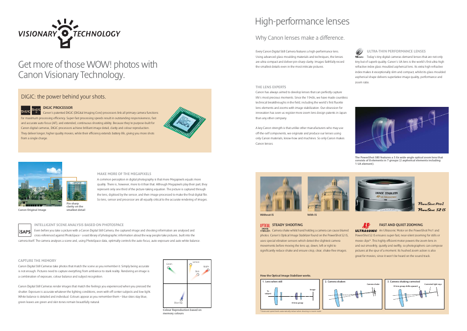 High-performance lenses, Digic: the power behind your shots, Why canon lenses make a difference | Canon Compact Cameras User Manual | Page 2 / 17